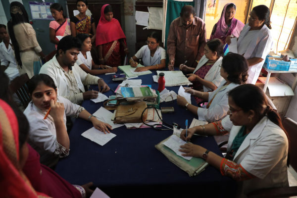 The busy OB-GYN outpatient department of the Sri Krishna Medical College and Hospital. The hospital is a preferred option for many women seeking no-cost quality reproductive health services. Credit: Paula Bronstein/Getty Images/Images of Empowerment.