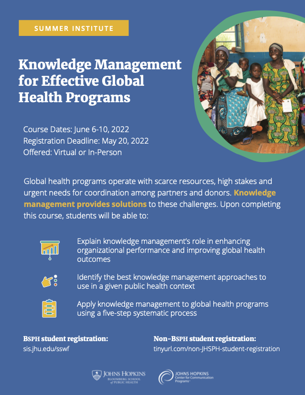 Knowledge Management for Effective Global Health Programs