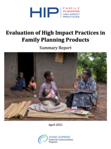 Cover of Evaluation of High Impact Practices in Family Planning Products