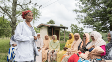 Shegitu, a health extension worker, facilitates a conversation about family planning with ten women at Buture Health Post in Jimma, Ethiopia. Photo credit: Maheder Haileselassie Tadese/Getty Images/Images of Empowerment/December 3, 2019.
