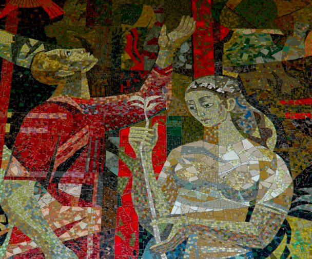 Detail of a mosaic artwork called "River of Knowledge". Image credit: Carlos Lowry via Flickr Creative Commons