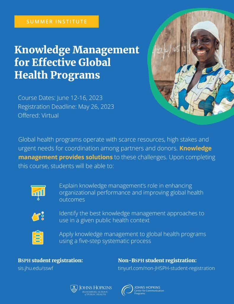 Knowledge Management for Effective Global Health Programs