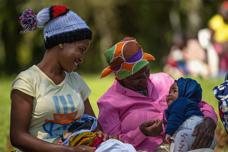 Mother, child and grandmother, at a backpack nurse outreach with Kalyet Afya Foundation. Photo credit: CHASE Africa