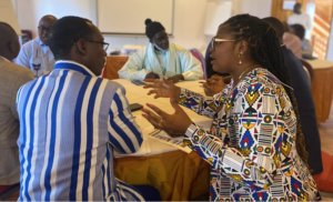 Round table small group discussion during the Francophone COVID-19 vaccination workshop in Senegal (April 2023)